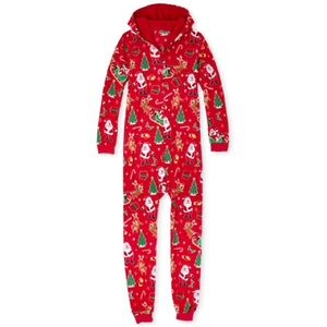 Unisex Adult Dear Santa Fleece One Piece Pajamas